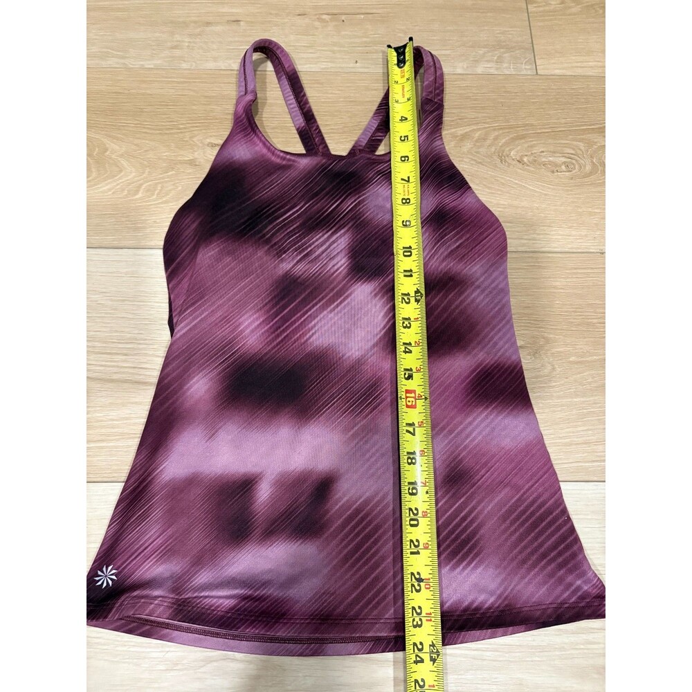 Athleta Purple Mesh Print Ombre Activewear Tank Built-in Bra Workout Top Small - Picture 2 of 8